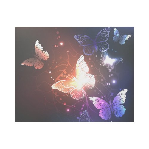 Glowing Night Butterflies Gallery Wrap