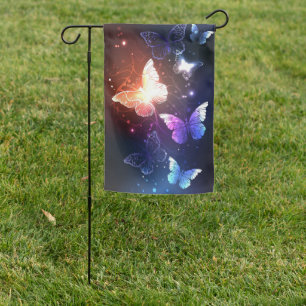 Glowing Night Butterflies Garden Flag