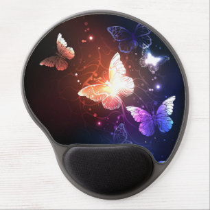 Glowing Night Butterflies Gel Mouse Pad