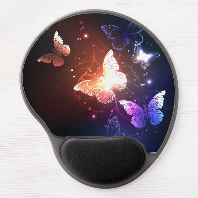 Glowing Night Butterflies Gel Mouse Pad (Front)