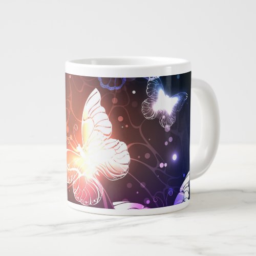 Glowing Night Butterflies Giant Coffee Mug