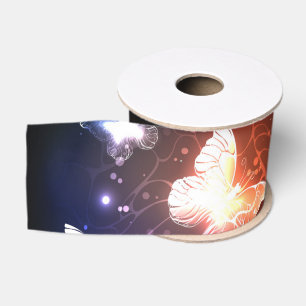 Glowing Night Butterflies Grosgrain Ribbon