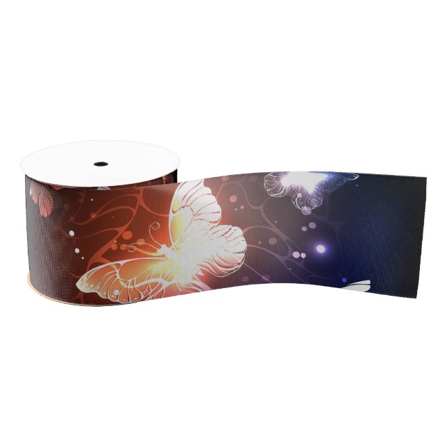 Glowing Night Butterflies Grosgrain Ribbon (Spool)