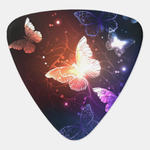 Glowing Night Butterflies Guitar Pick