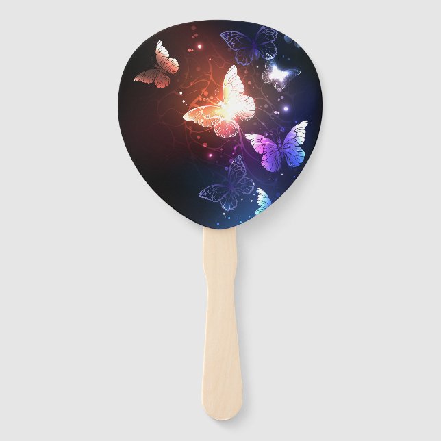 Glowing Night Butterflies Hand Fan (Front)