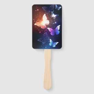 Glowing Night Butterflies Hand Fan