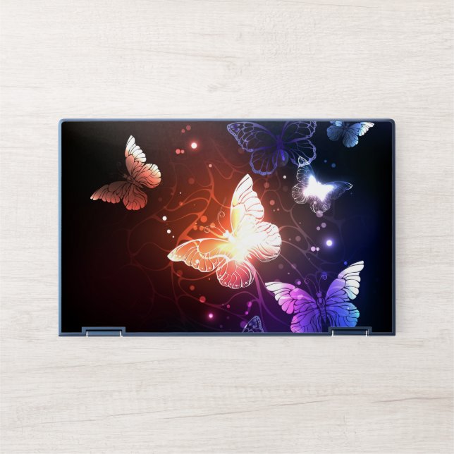 Glowing Night Butterflies HP Laptop Skin (Front)
