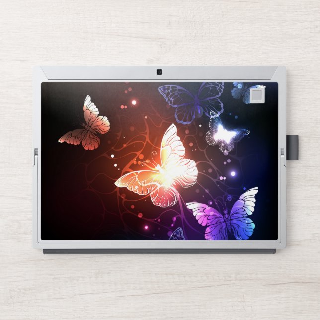 Glowing Night Butterflies HP Laptop Skin (Front)