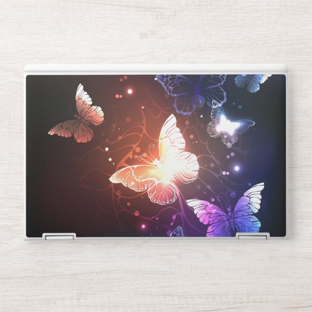 Glowing Night Butterflies HP Laptop Skin (Front)
