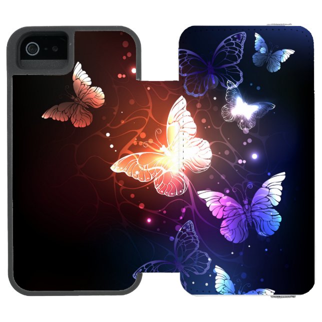 Glowing Night Butterflies Incipio iPhone Wallet Case (Folio Open)