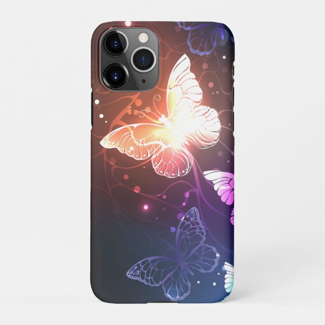 Glowing Night Butterflies iPhone Case (Back)