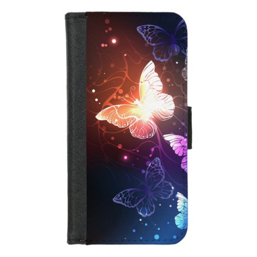 Glowing Night Butterflies iPhone 87 Wallet Case