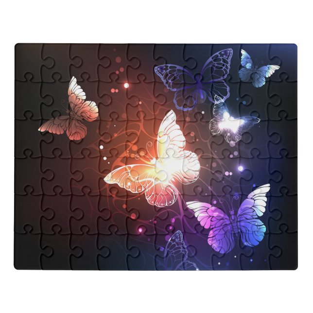Glowing Night Butterflies Jigsaw Puzzle (Puzzle Horizontal)