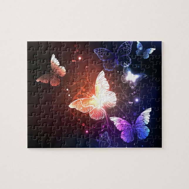 Glowing Night Butterflies Jigsaw Puzzle (Horizontal)