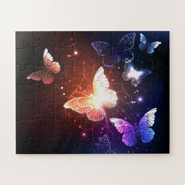 Glowing Night Butterflies Jigsaw Puzzle (Horizontal)