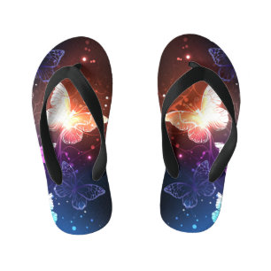 Glowing Night Butterflies Kid's Flip Flops