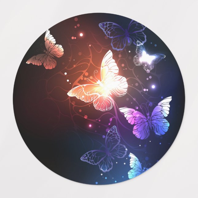 Glowing Night Butterflies Kids' Labels (Design 1)