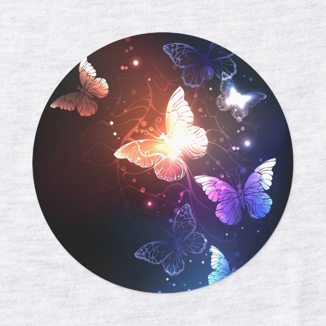 Glowing Night Butterflies Labels (Design 4)