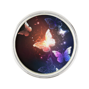 Glowing Night Butterflies Lapel Pin
