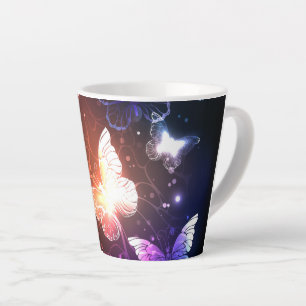 Glowing Night Butterflies Latte Mug
