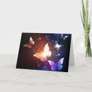 Glowing Night Butterflies Letterpress Thank You Card