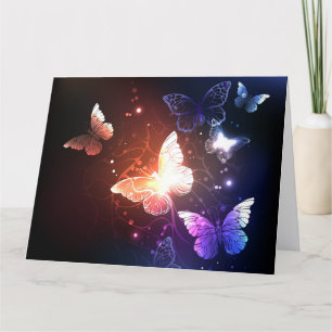 Glowing Night Butterflies Letterpress Thank You Card