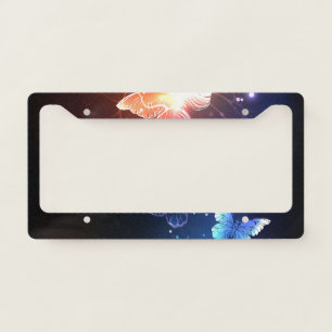 Glowing Night Butterflies License Plate Frame