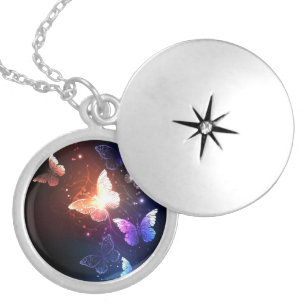 Glowing Night Butterflies Locket Necklace