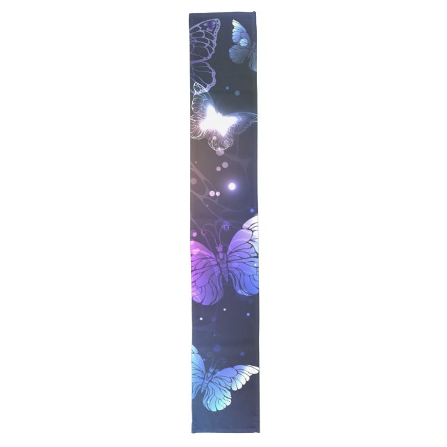 Glowing Night Butterflies Long Table Runner (Front)