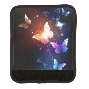 Glowing Night Butterflies Luggage Handle Wrap