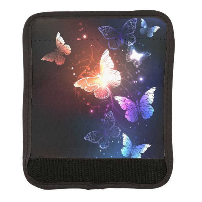 Glowing Night Butterflies Luggage Handle Wrap (Front)