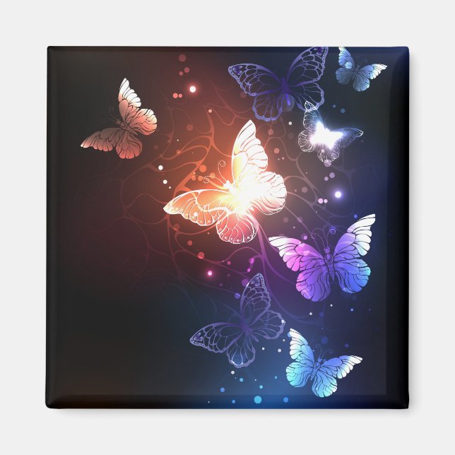 Glowing Night Butterflies Magnet (Front)