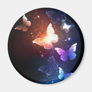 Glowing Night Butterflies Magnet