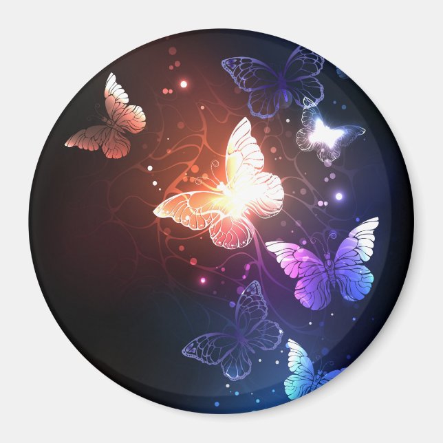 Glowing Night Butterflies Magnet (Front)