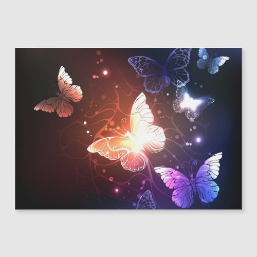 Glowing Night Butterflies Magnetic Invitation