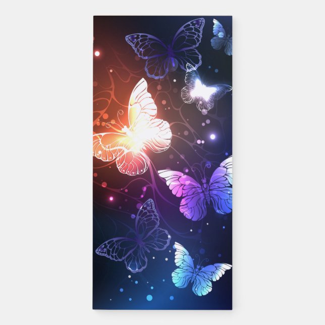 Glowing Night Butterflies Magnetic Notepad (Front)
