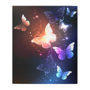 Glowing Night Butterflies Metal Print