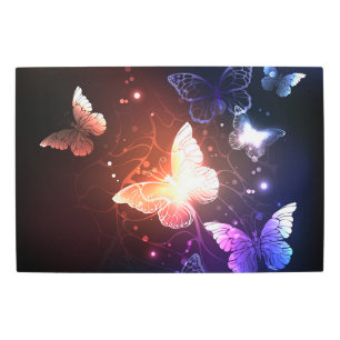 Glowing Night Butterflies Metal Print