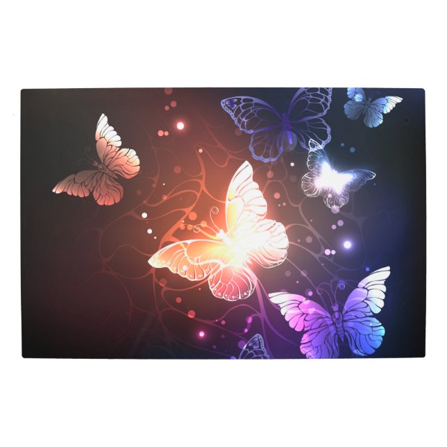 Glowing Night Butterflies Metal Print (Front)