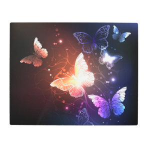 Glowing Night Butterflies Metal Print