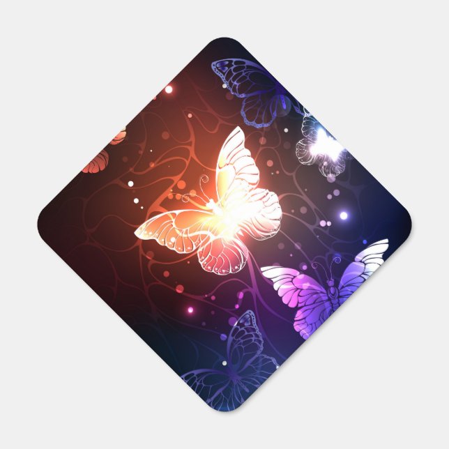 Glowing Night Butterflies Metal Sign (Front)