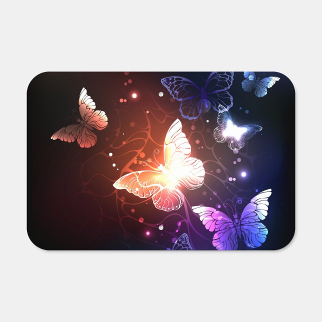 Glowing Night Butterflies Metal Sign (Front)
