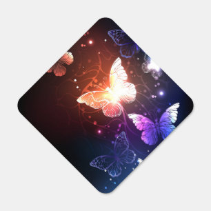 Glowing Night Butterflies Metal Sign
