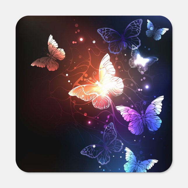 Glowing Night Butterflies Metal Sign (Front)