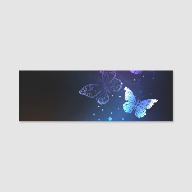 Glowing Night Butterflies Name Tag (Front)