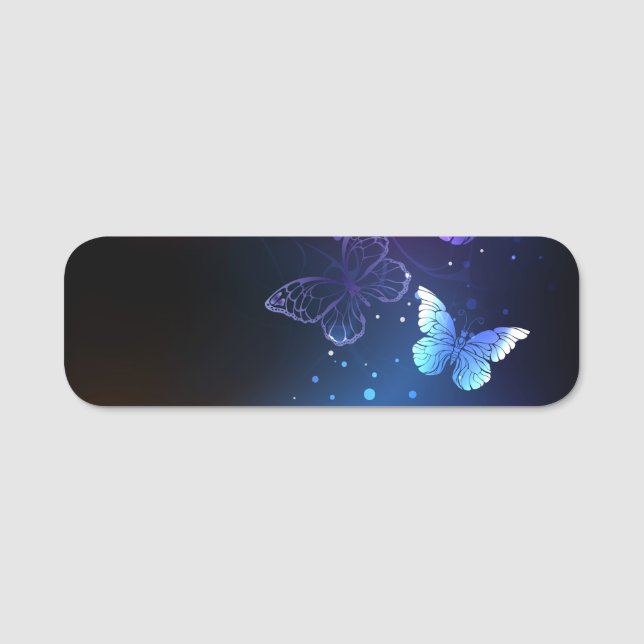 Glowing Night Butterflies Name Tag (Front)