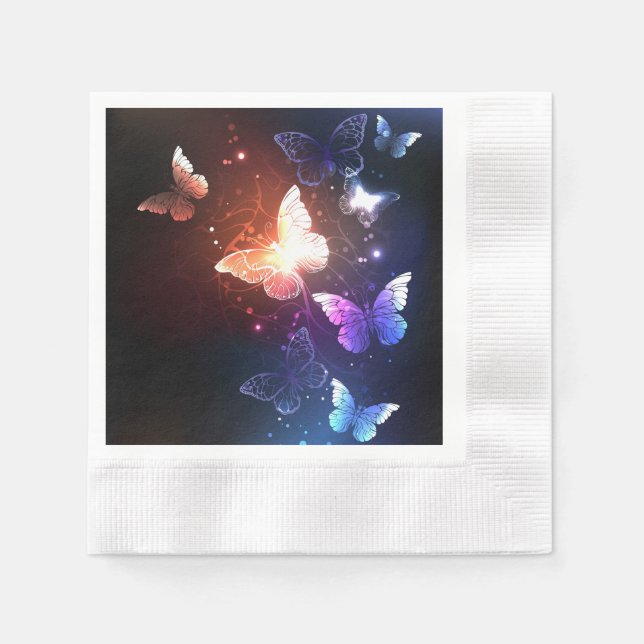 Glowing Night Butterflies Napkins (Front)