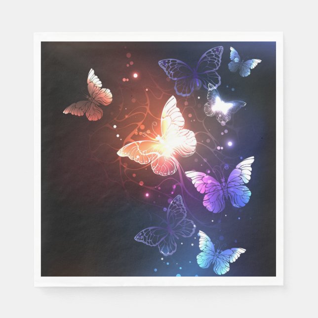 Glowing Night Butterflies Napkins (Front)