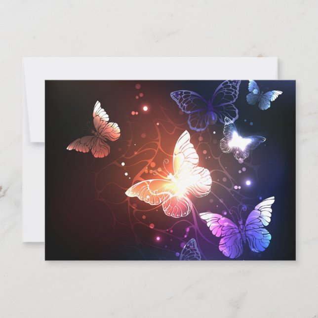 Glowing Night Butterflies Note Card (Front)