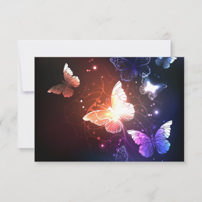 Glowing Night Butterflies Note Card (Front)
